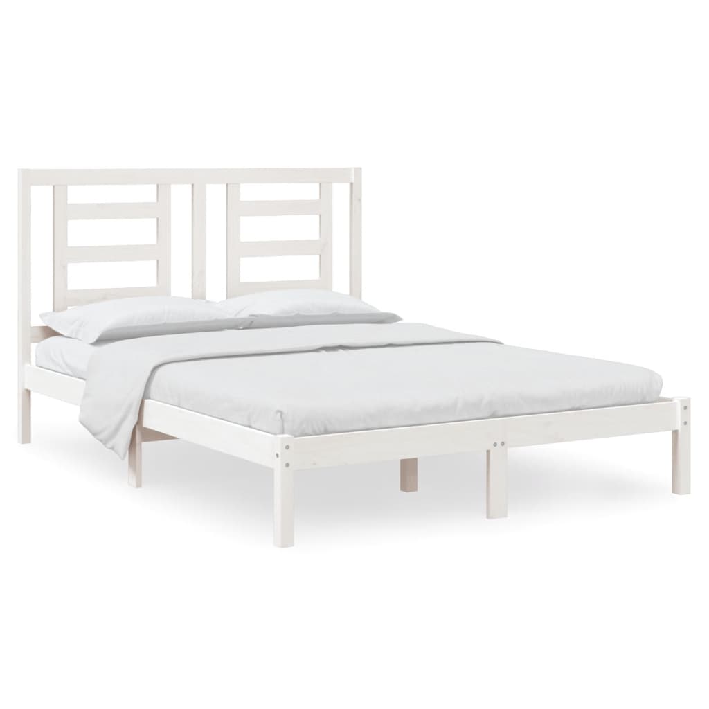 vidaXL Bed Frame without Mattress White 150x200 cm King Size Solid Wood Pine