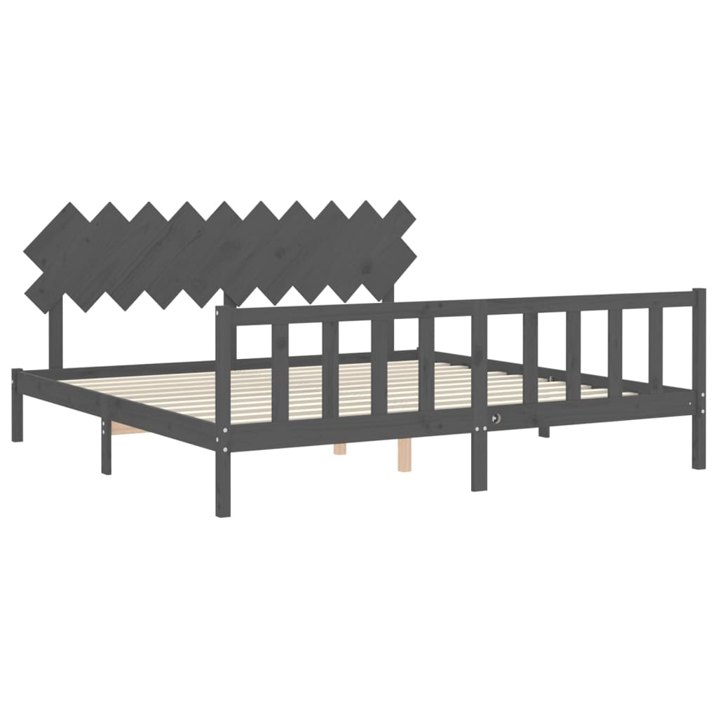 vidaXL Bed Frame without Mattress Grey 200x200 cm Solid Wood Pine