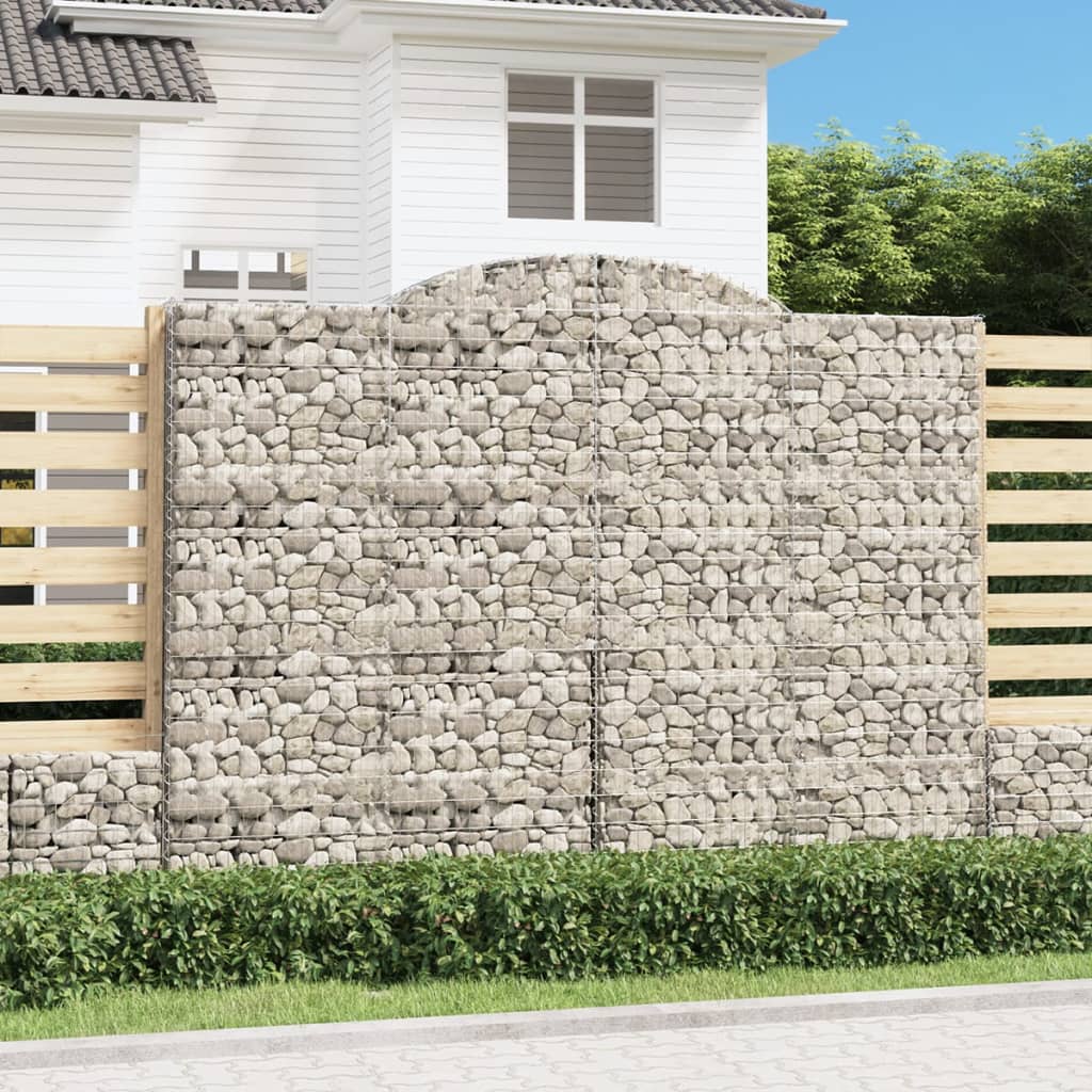 vidaXL Arched Gabion Baskets 4 pcs 300x50x220/240 cm Galvanised Iron