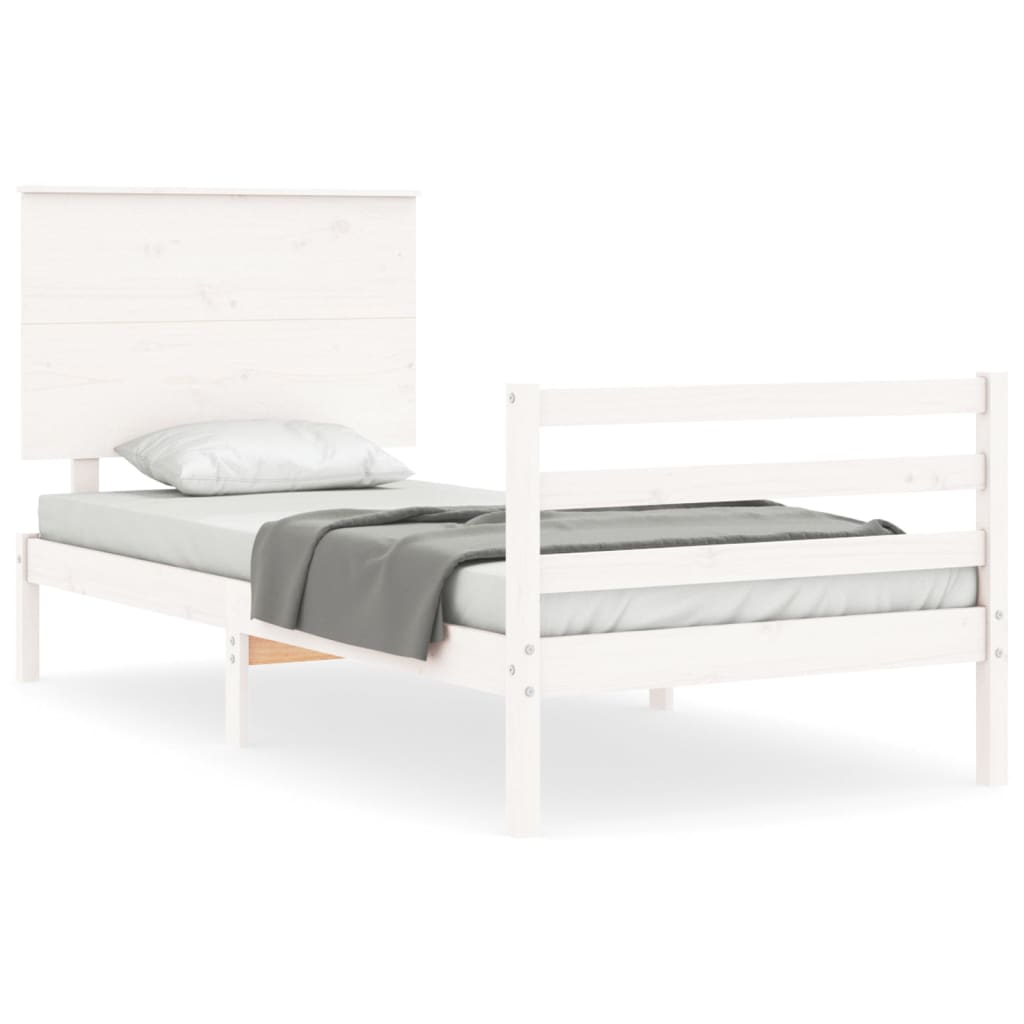 vidaXL Bed Frame without Mattress White Small Single Solid Wood