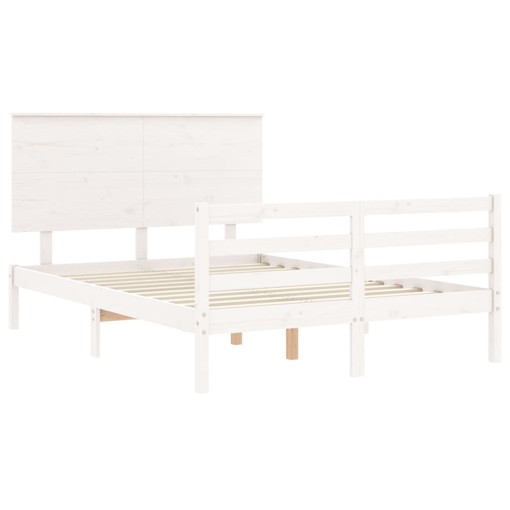 vidaXL Bed Frame without Mattress White 140x200 cm Solid Wood