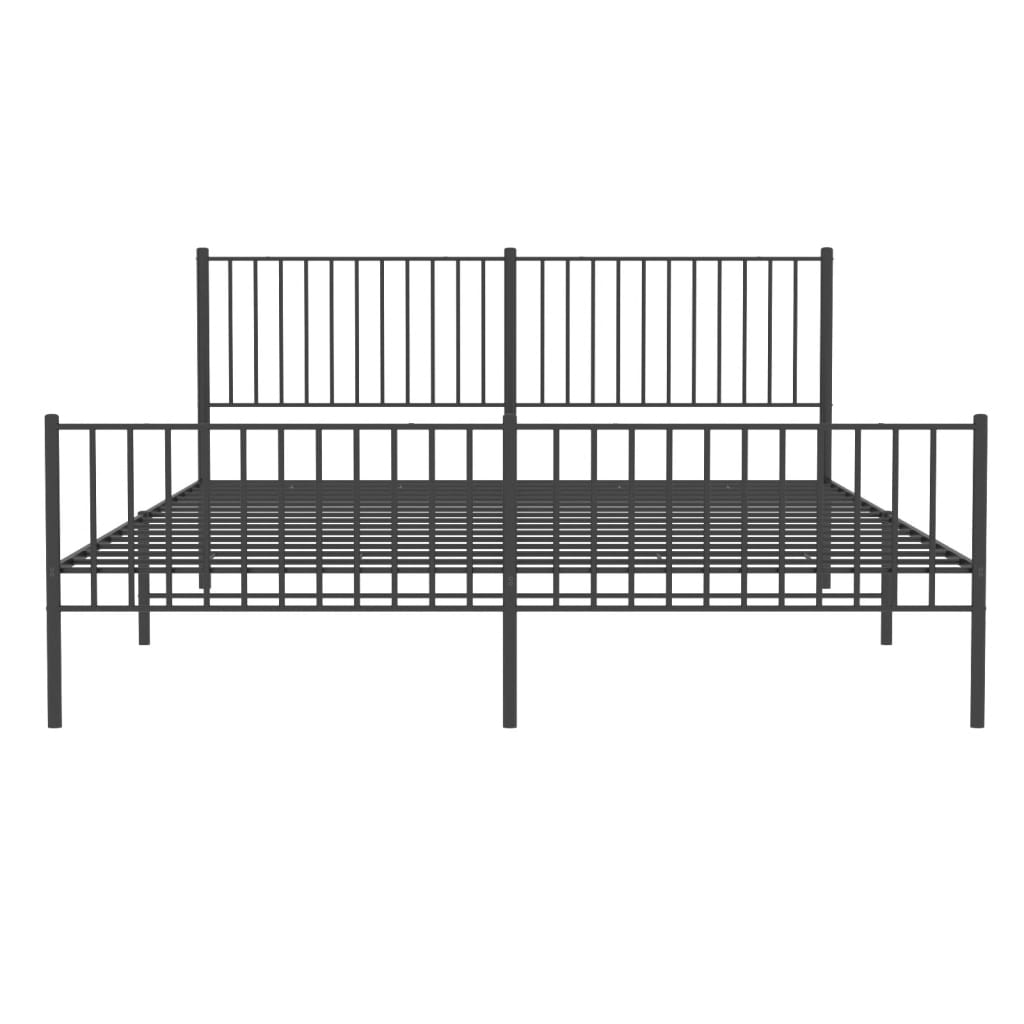 vidaXL Metal Bed Frame without Mattress with Footboard Black 180x200 cm Super King