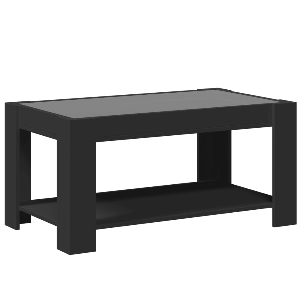 vidaXL Coffee Table with LED Black 93x53x45 cm Engineered Wood