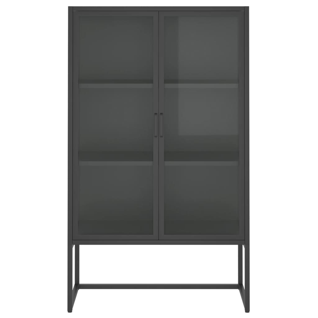 vidaXL Highboard Anthracite 80x35x135 cm Steel and Tempered Glass