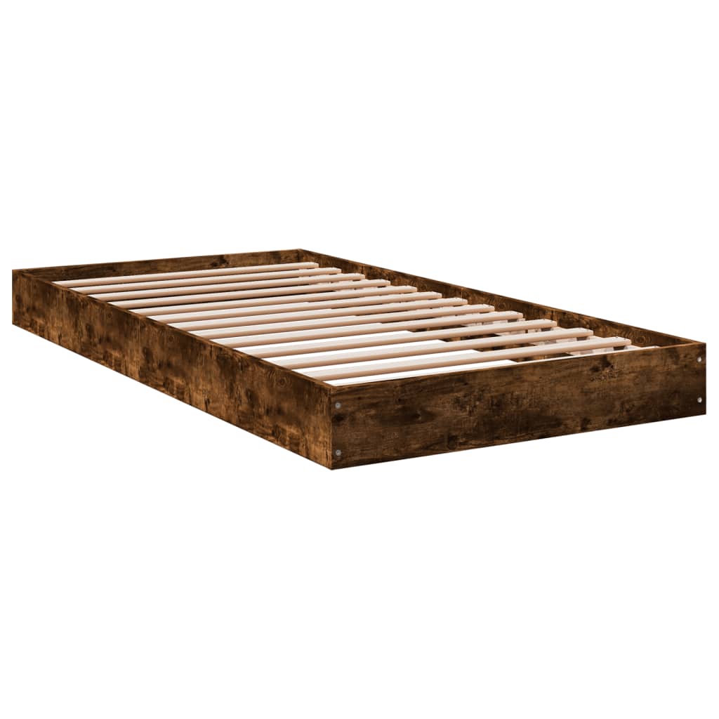 vidaXL Bed Frame without Mattress Smoked Oak 90x190 cm Single Engineered Wood