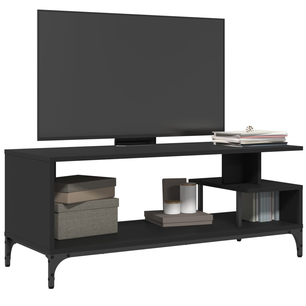 vidaXL TV Cabinet Black 102x40x41 cm Engineered Wood and Powder-coated Steel