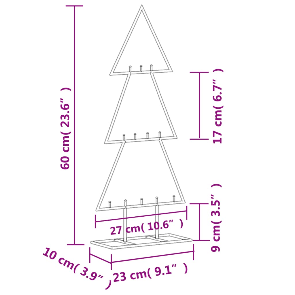 vidaXL Metal Christmas Tree for Decoration Black 60 cm