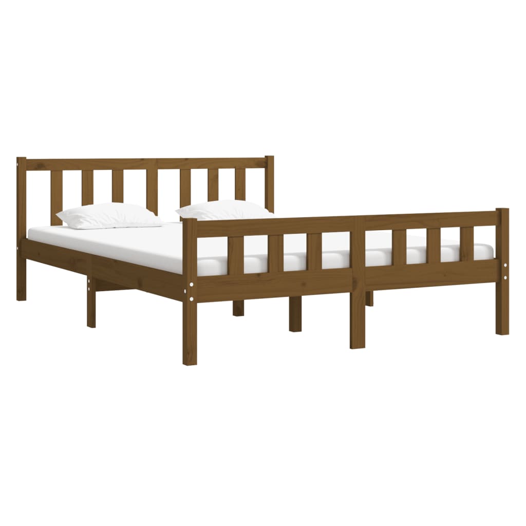 vidaXL Bed Frame without Mattress Honey Brown Solid Wood 140x190 cm