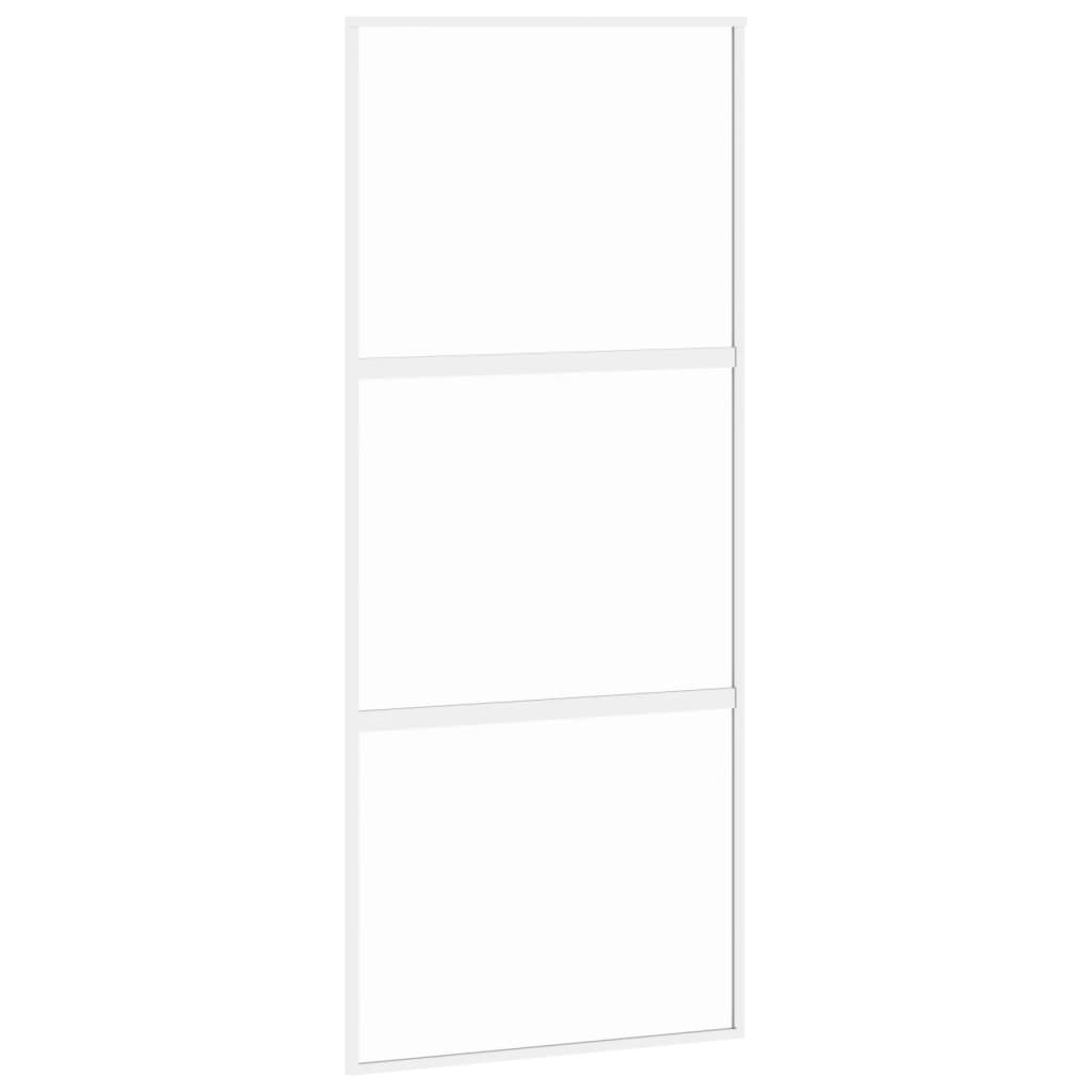 vidaXL Sliding Door White 90x205 cm Tempered Glass and Aluminium