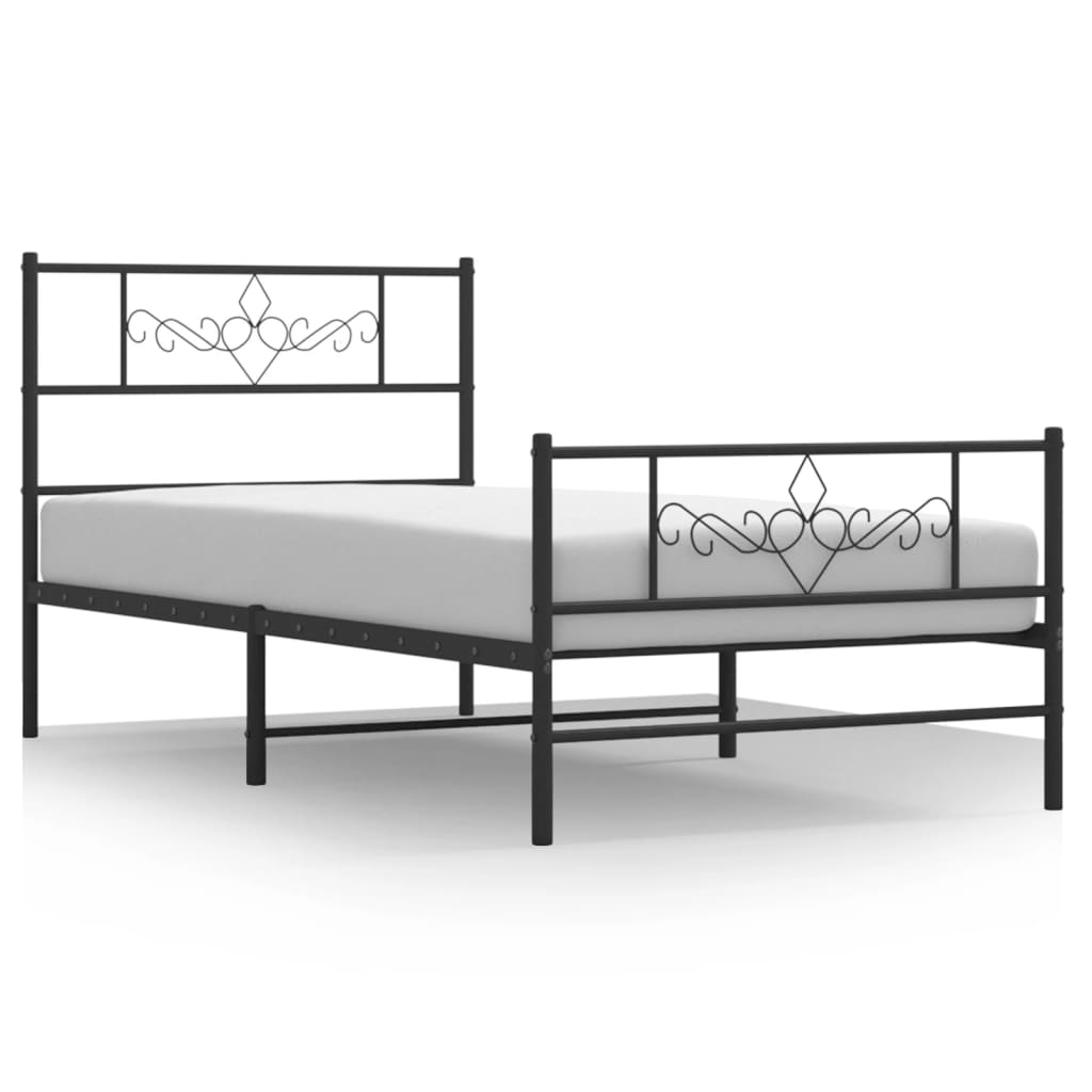 vidaXL Metal Bed Frame without Mattress with Footboard Black 80x200 cm