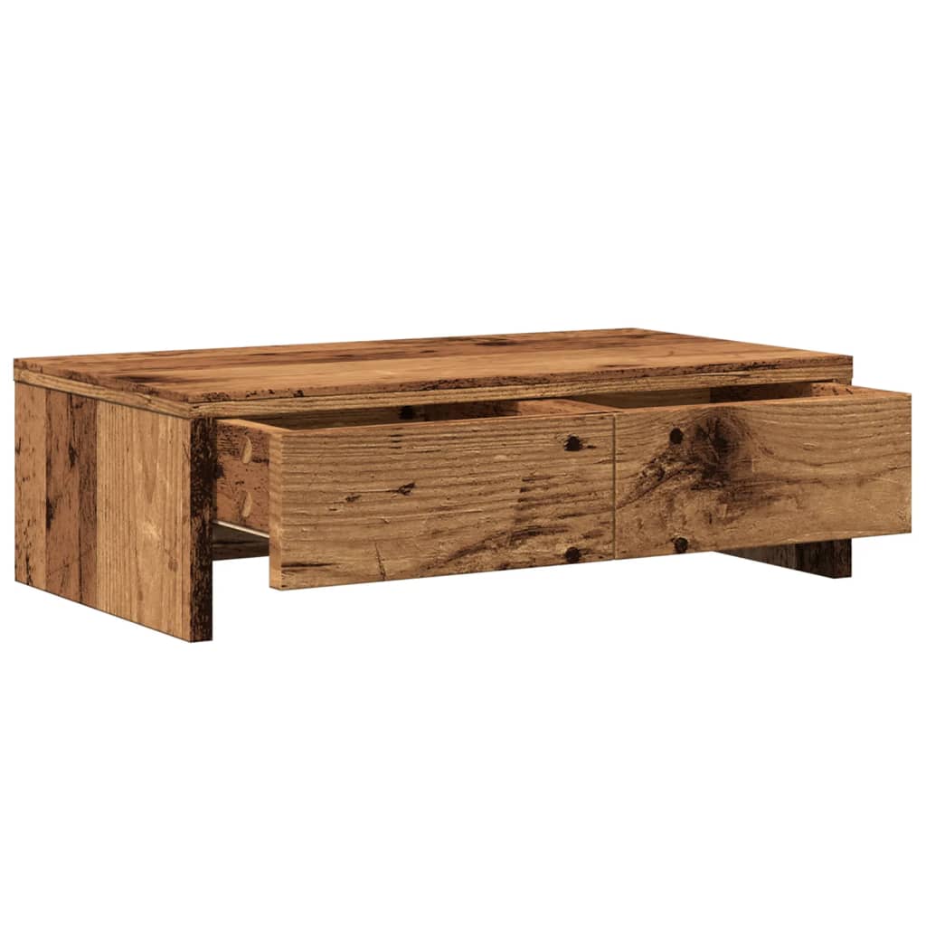 vidaXL Monitor Stand with Drawers Old Wood 50x27x15 cm Engineered Wood