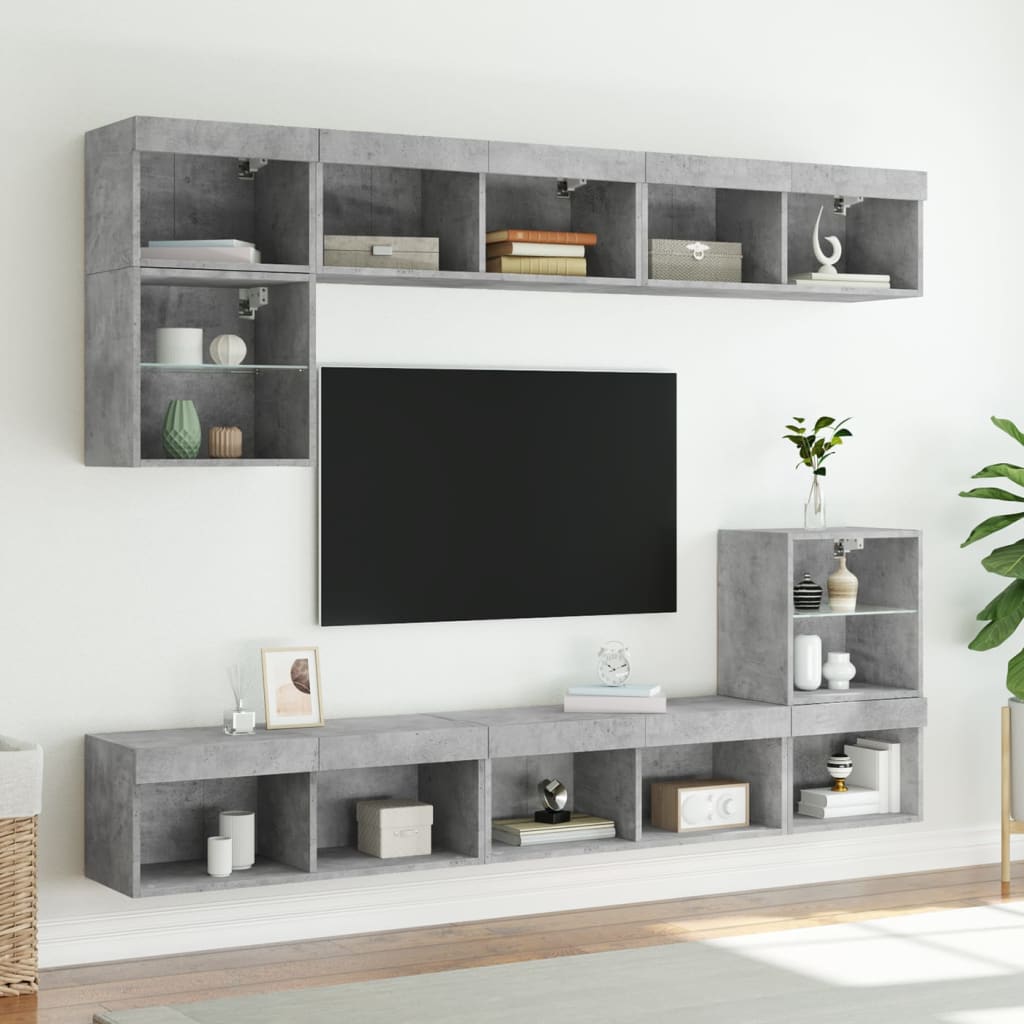 vidaXL TV Cabinet with LED Lights Concrete Grey 80x30x30 cm