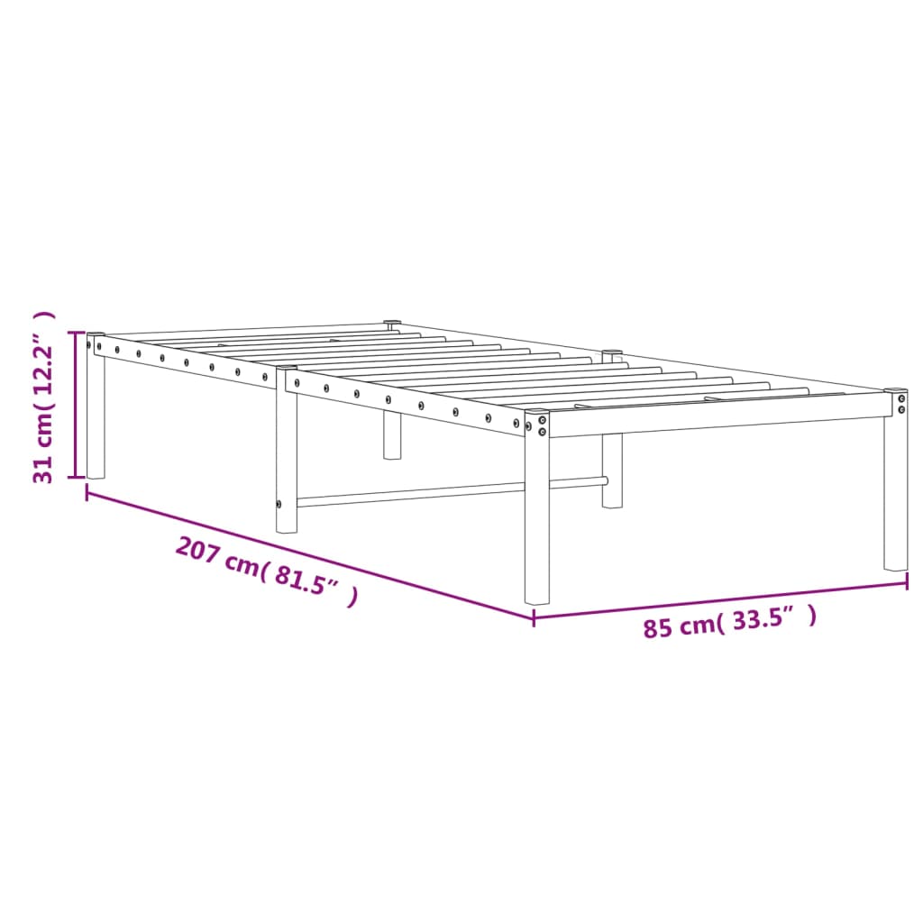 vidaXL Metal Bed Frame White 80x200 cm