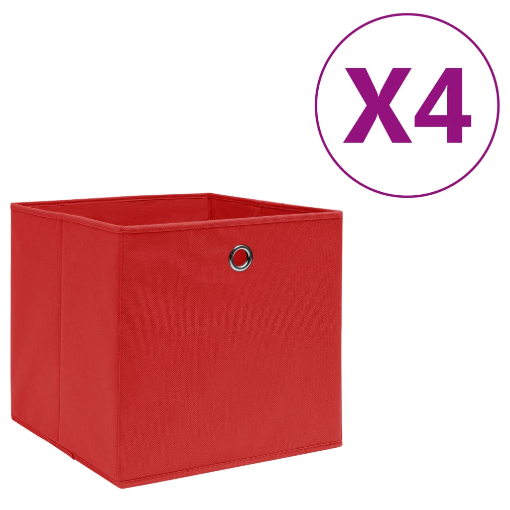 vidaXL Storage Boxes 4 pcs Non-woven Fabric 28x28x28 cm Red