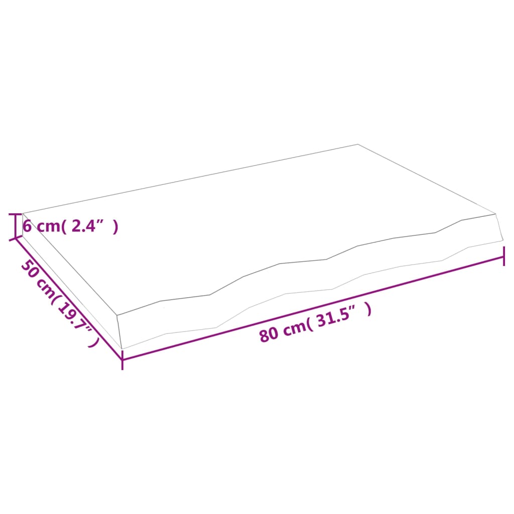 vidaXL Table Top 80x50x(2-6) cm Untreated Solid Wood Oak