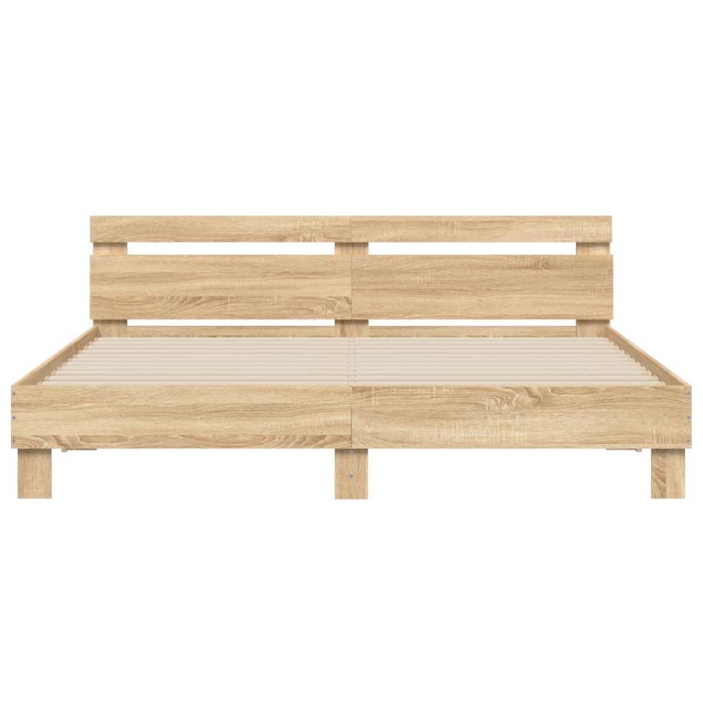 vidaXL Bed Frame with LED without Mattress Sonoma Oak 160x200 cm