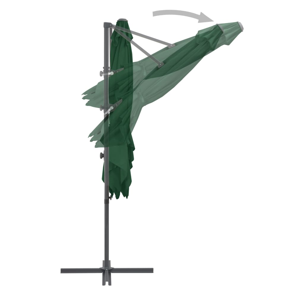 vidaXL Cantilever Garden Parasol with Steel Pole Green 250x250 cm