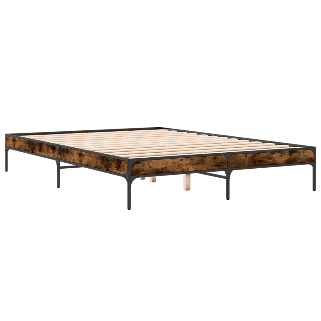 vidaXL Bed Frame without Mattress Smoked Oak 160x200 cm