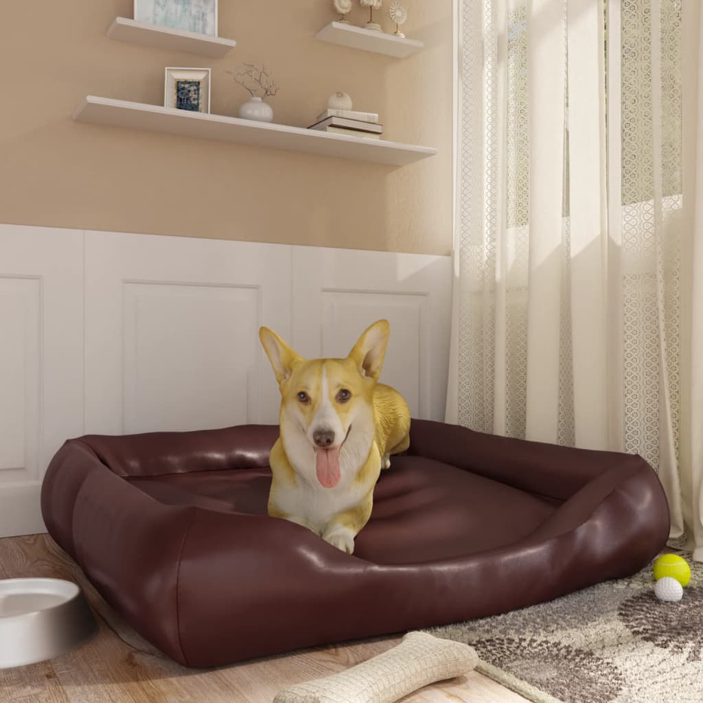 vidaXL Dog Bed Brown 105x80x25 cm Faux Leather