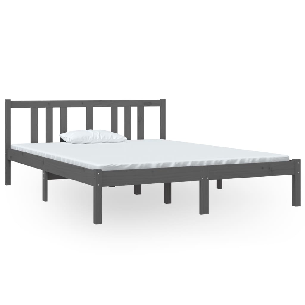 vidaXL Bed Frame without Mattress Grey Solid Wood 140x190 cm