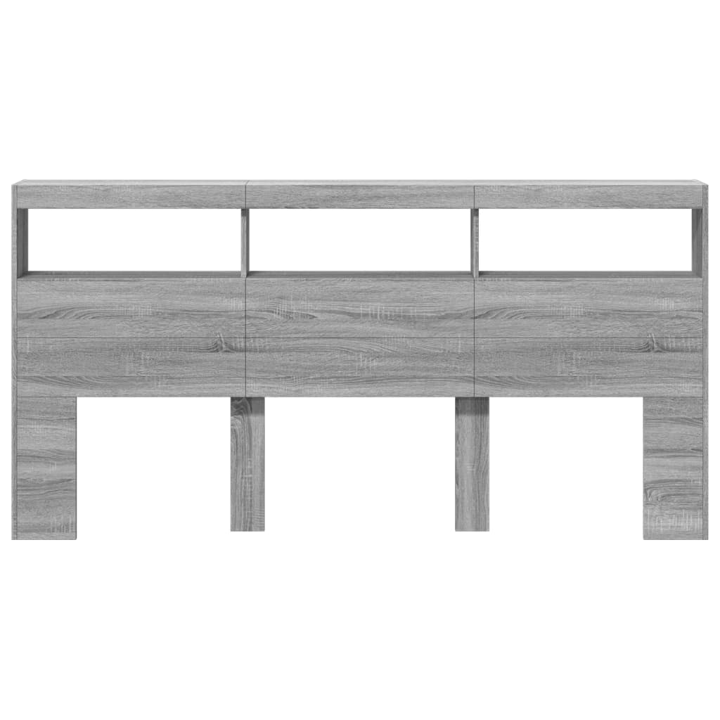 vidaXL Headboard Cabinet with LED Grey Sonoma 200x17x102 cm