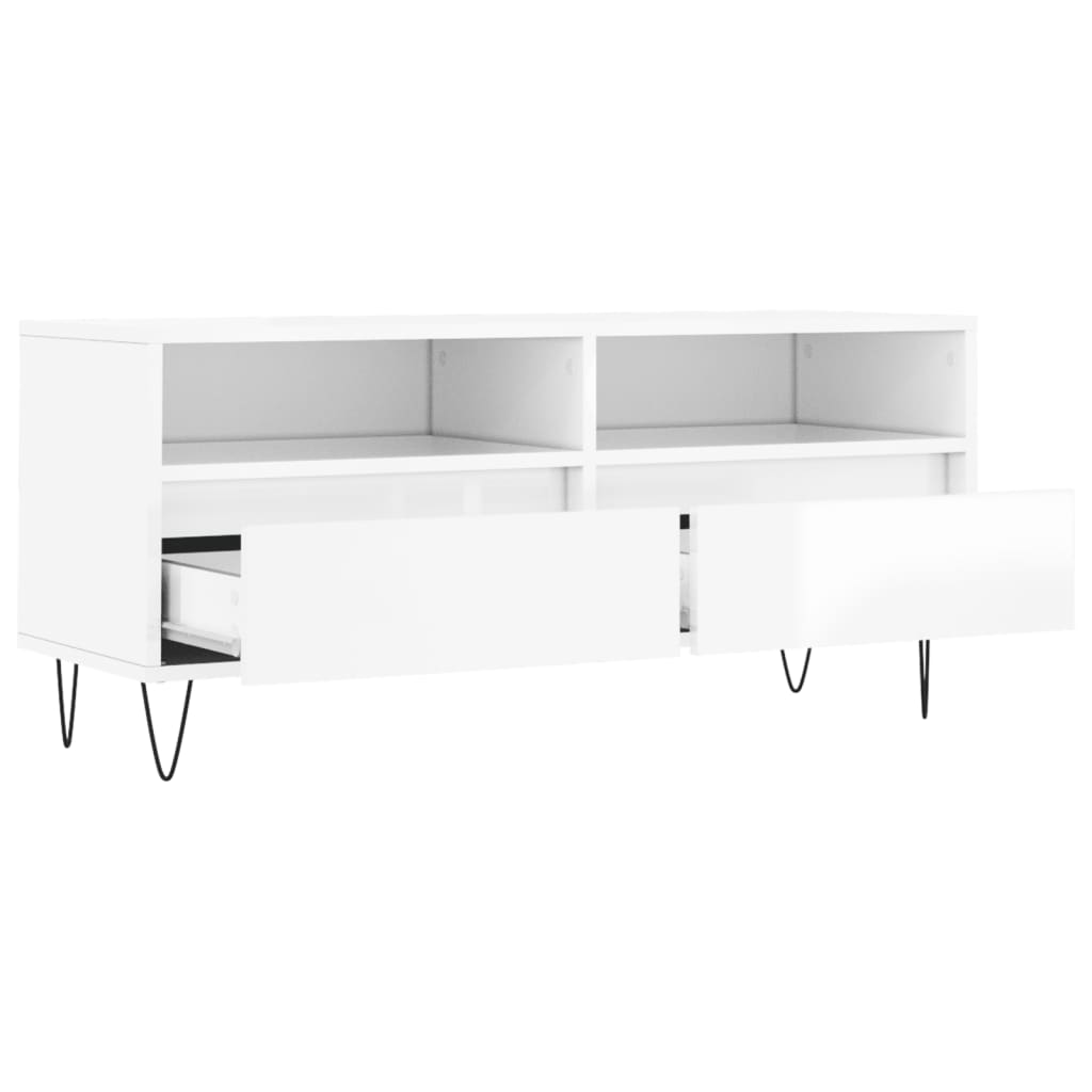 vidaXL TV Cabinet High Gloss White 100x34.5x44.5 cm Engineered Wood