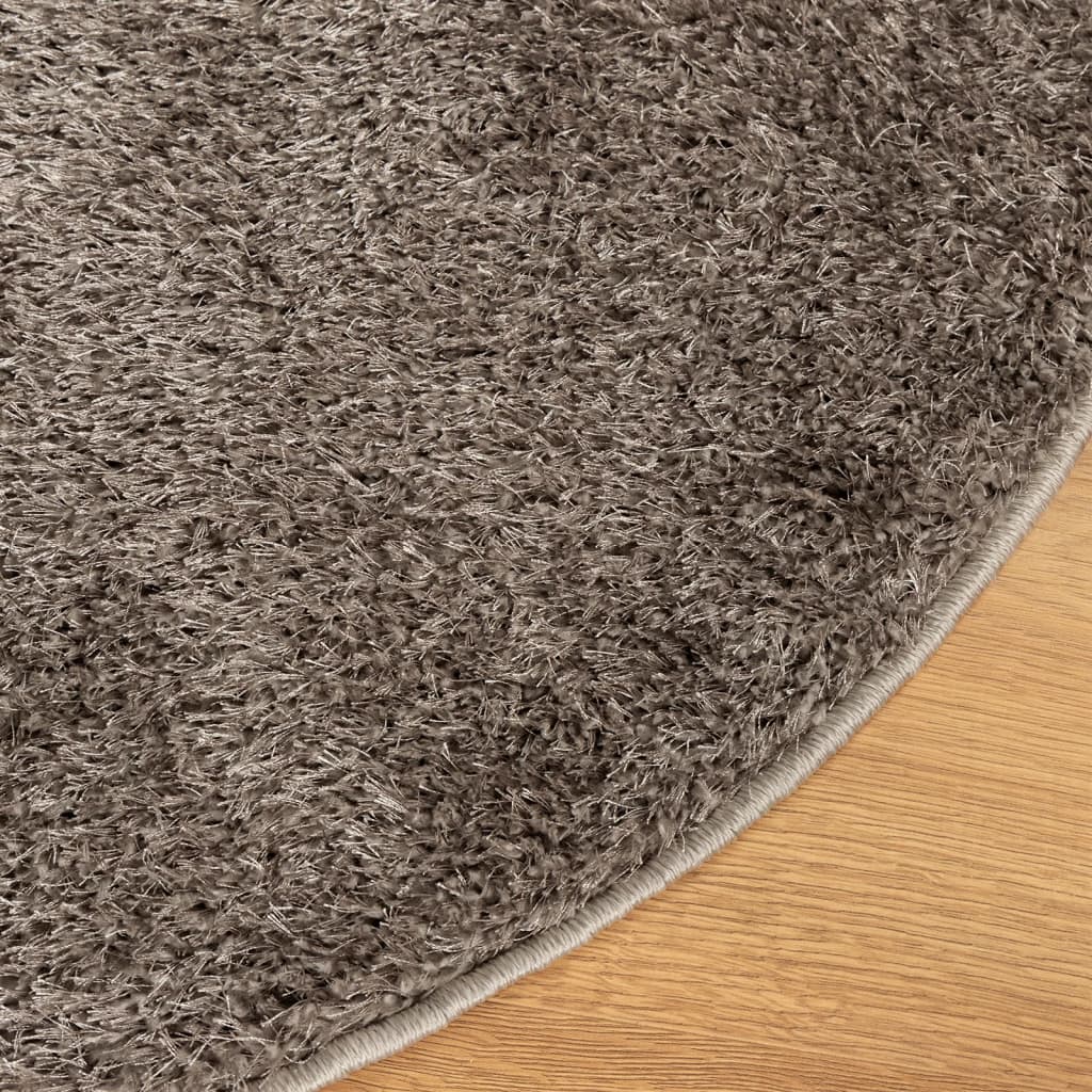 vidaXL Rug ISTAN High Pile Shiny Look Grey Ø 100 cm