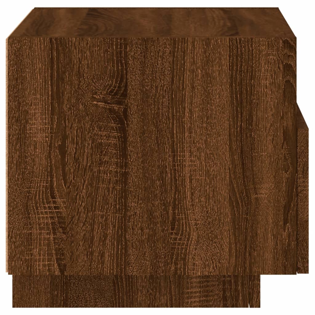 vidaXL Bedside Cabinet with LED Lights Brown Oak 40x39x37 cm