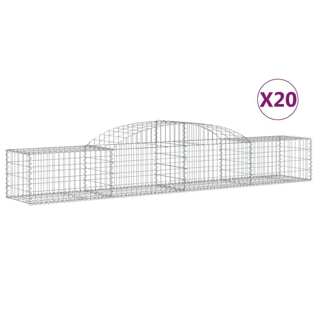 vidaXL Arched Gabion Baskets 20 pcs 300x50x40/60 cm Galvanised Iron