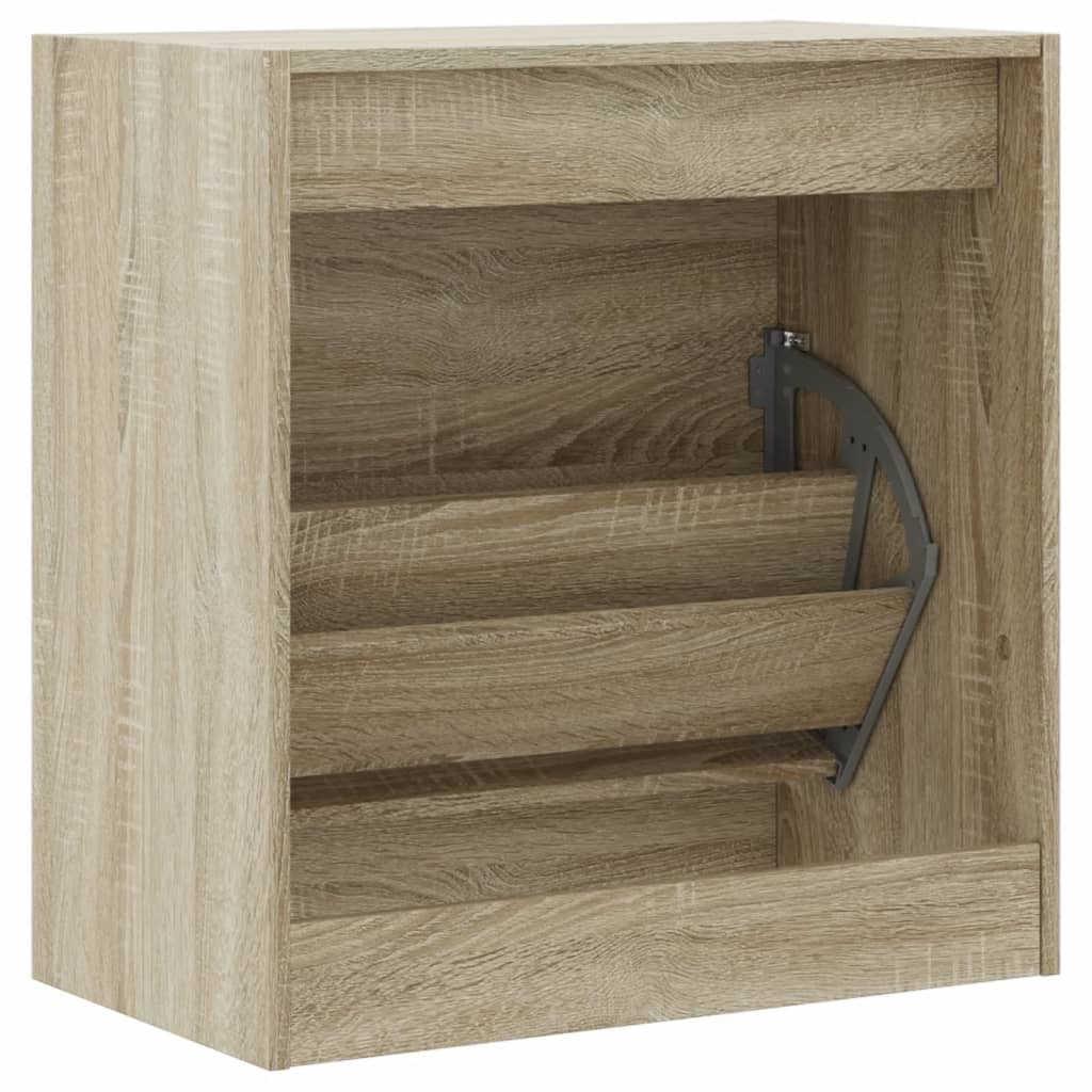 vidaXL Shoe Cabinet Sonoma Oak 60x34x63.5 cm Engineered Wood