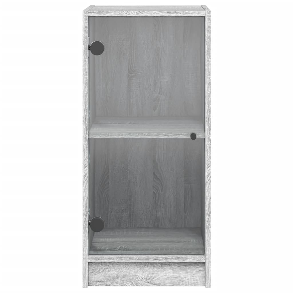 vidaXL Side Cabinet with Glass Doors Grey Sonoma 35x37x75.5 cm