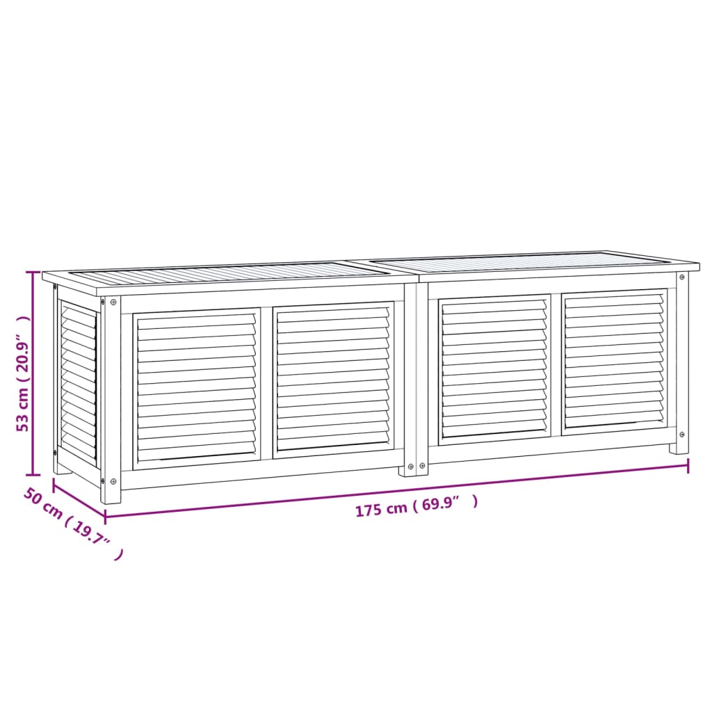 vidaXL Garden Storage Box with Bag 175x50x53 cm Solid Wood Teak