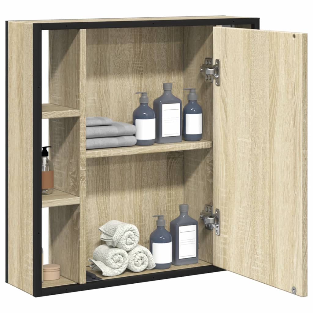 vidaXL Bathroom Mirror Cabinet Sonoma Oak 60x16x60 cm Engineered Wood