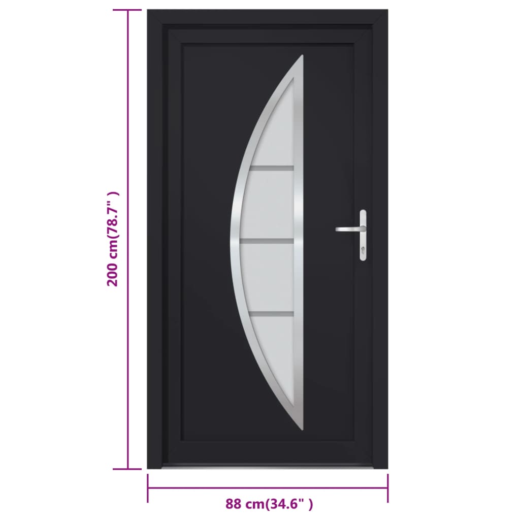 vidaXL Front Door Anthracite 88x200 cm PVC