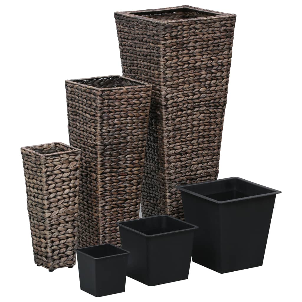 vidaXL Raised Beds 3 pcs Water Hyacinth Dark Brown