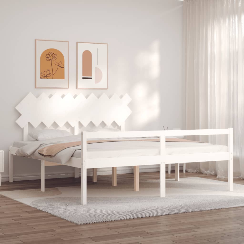 vidaXL Senior Bed without Mattress White Super King Size Solid Wood