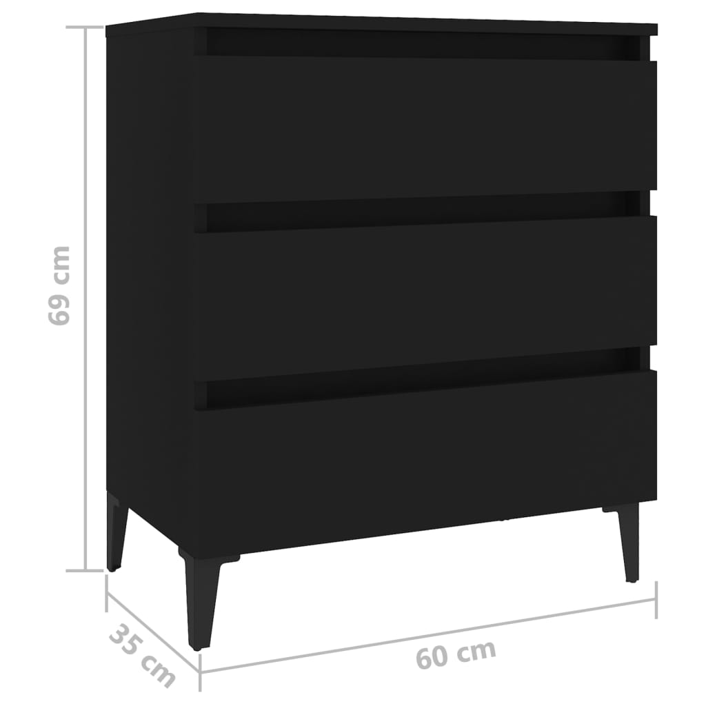 vidaXL Sideboard Black 60x35x69 cm Engineered Wood