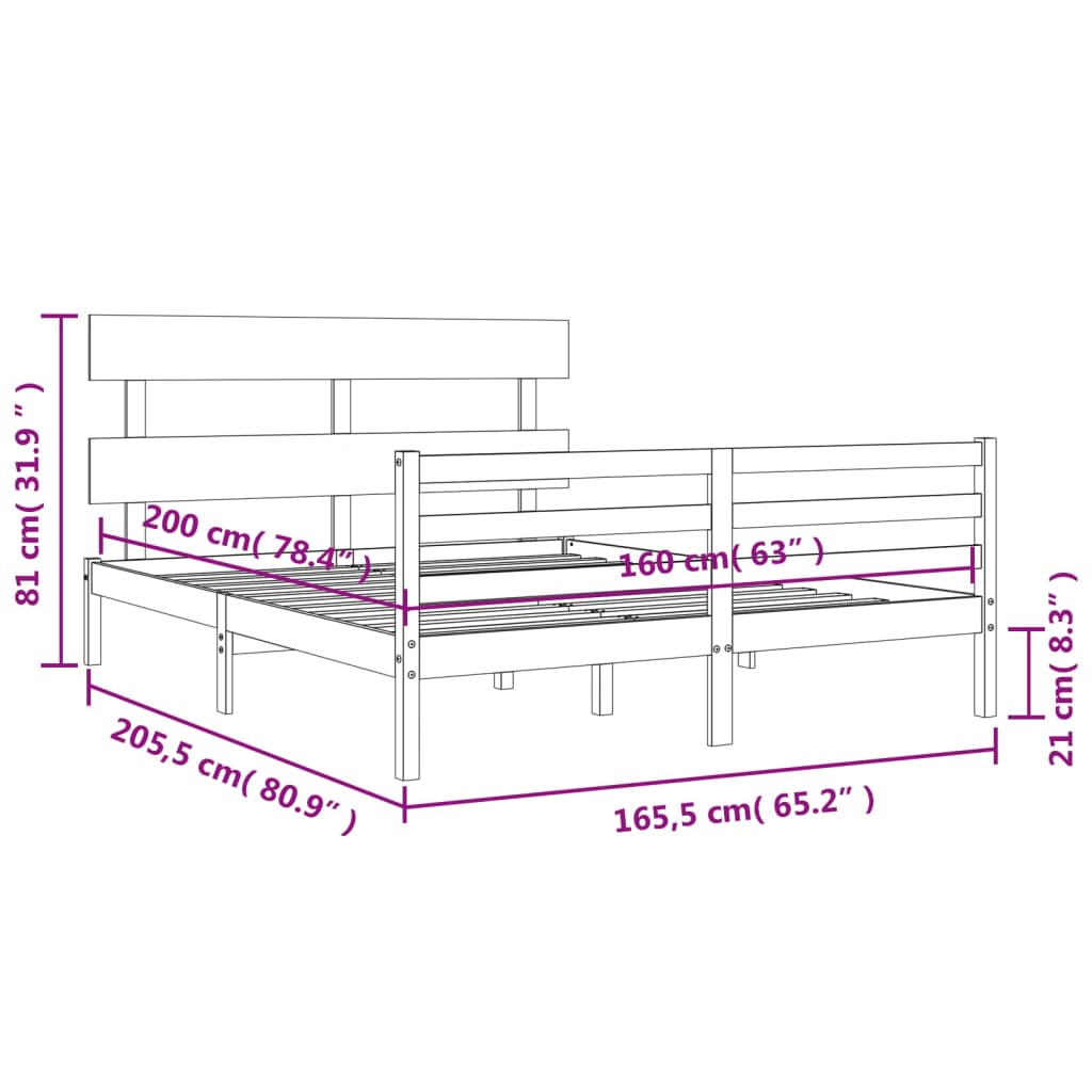 vidaXL Bed Frame without Mattress 160x200 cm Solid Wood