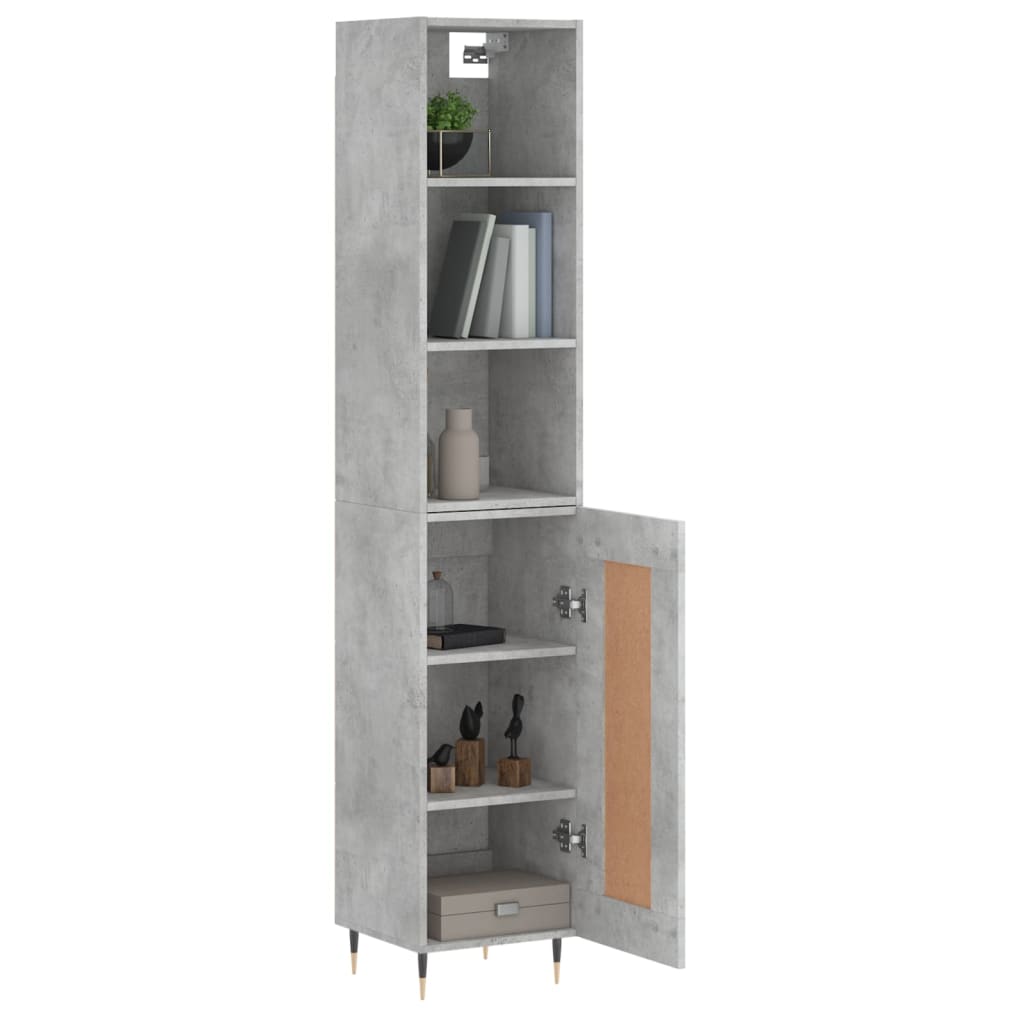 vidaXL Highboard Concrete Grey 34.5x34x180 cm Engineered Wood