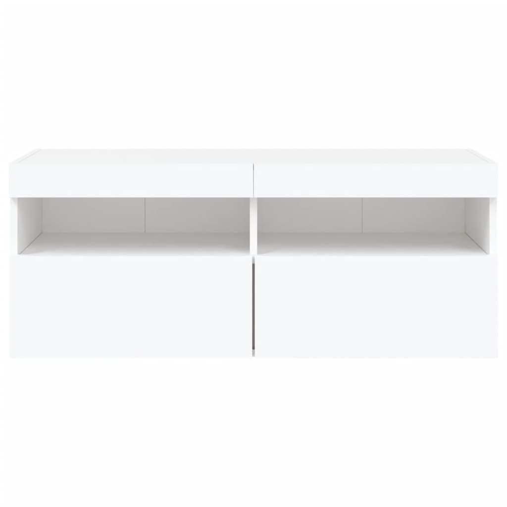 vidaXL TV Wall Cabinet with LED Lights White 100x30x40 cm