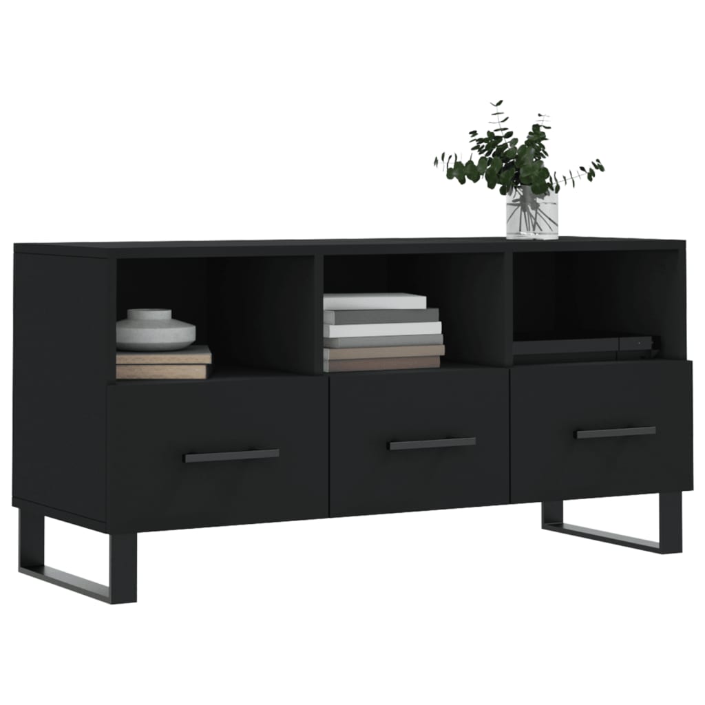 vidaXL TV Cabinet Black 102x36x50 cm Engineered Wood