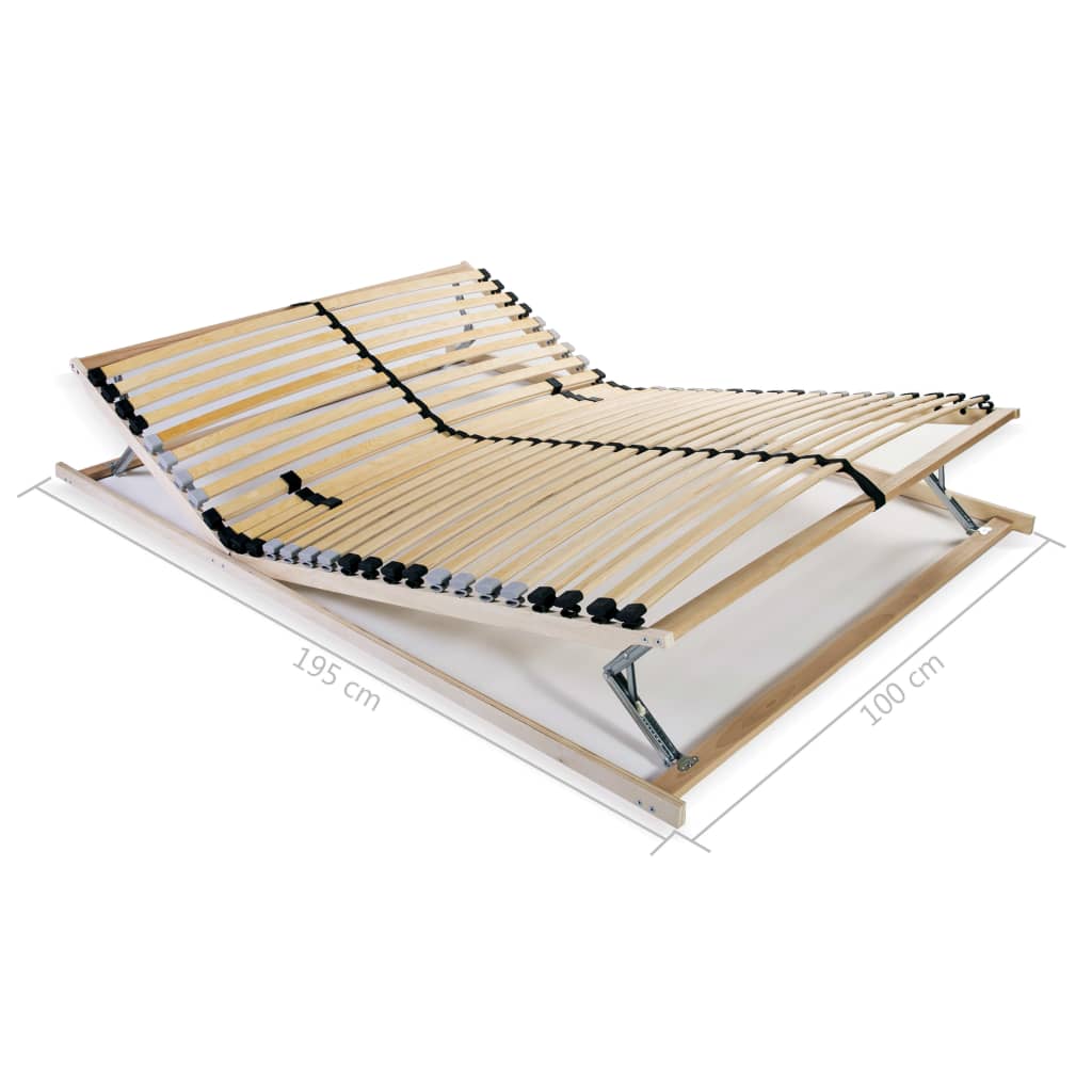 vidaXL Slatted Bed Base without Mattress with 28 Slats 7 Zones 100x200 cm