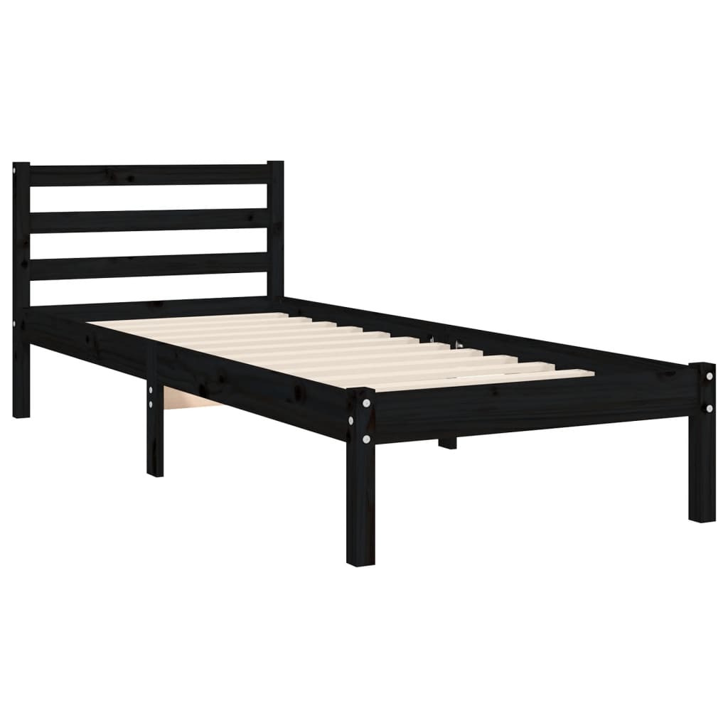 vidaXL Bed Frame without Mattress Black 100x200 cm Solid Wood Pine