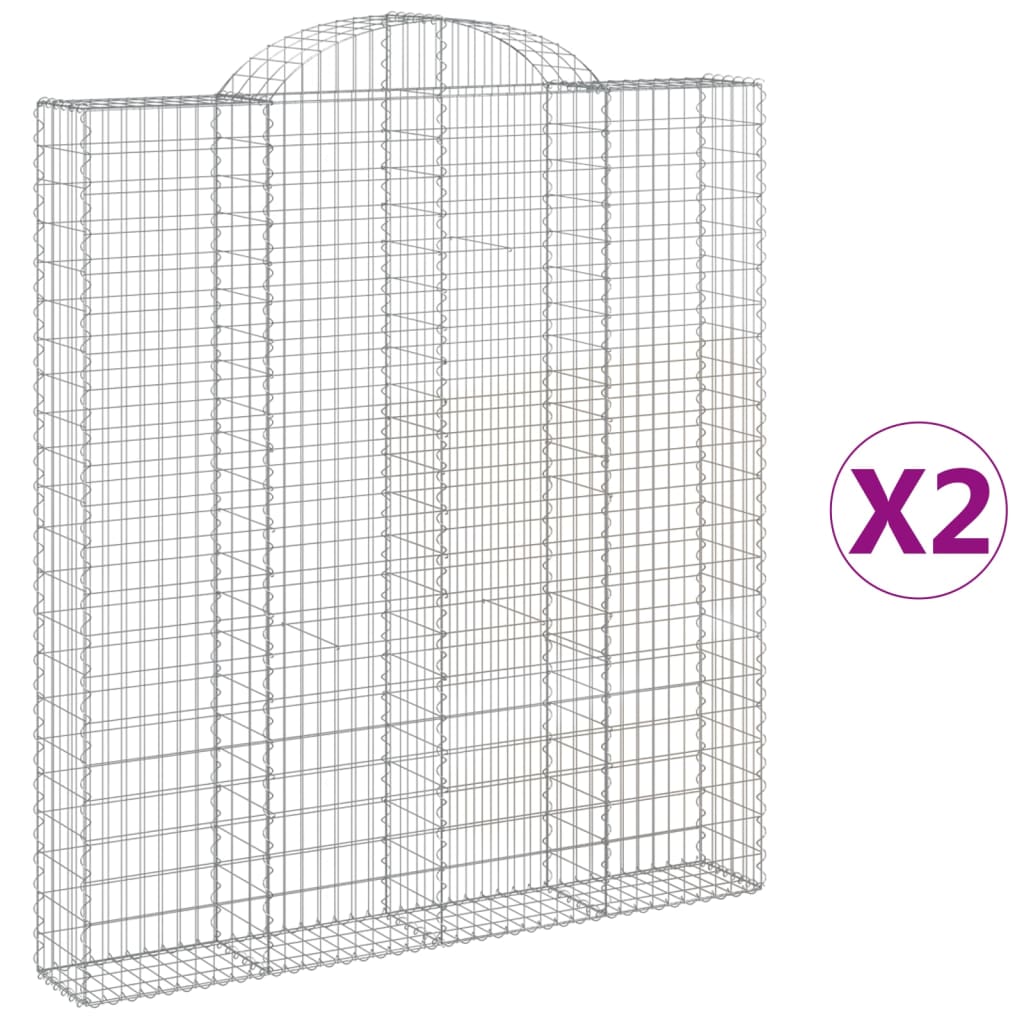 vidaXL Arched Gabion Baskets 2 pcs 200x30x220/240 cm Galvanised Iron