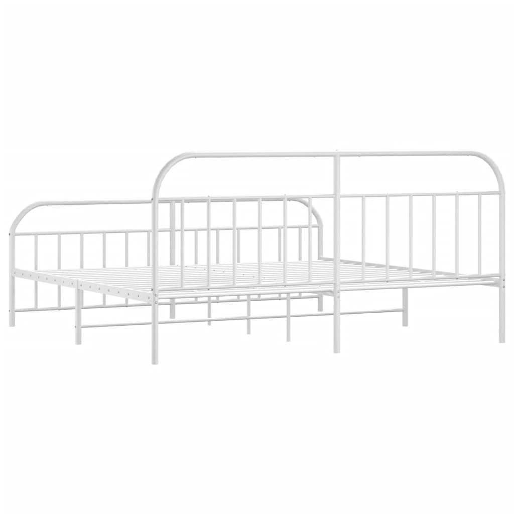 vidaXL Metal Bed Frame without Mattress with Footboard White 200x200 cm