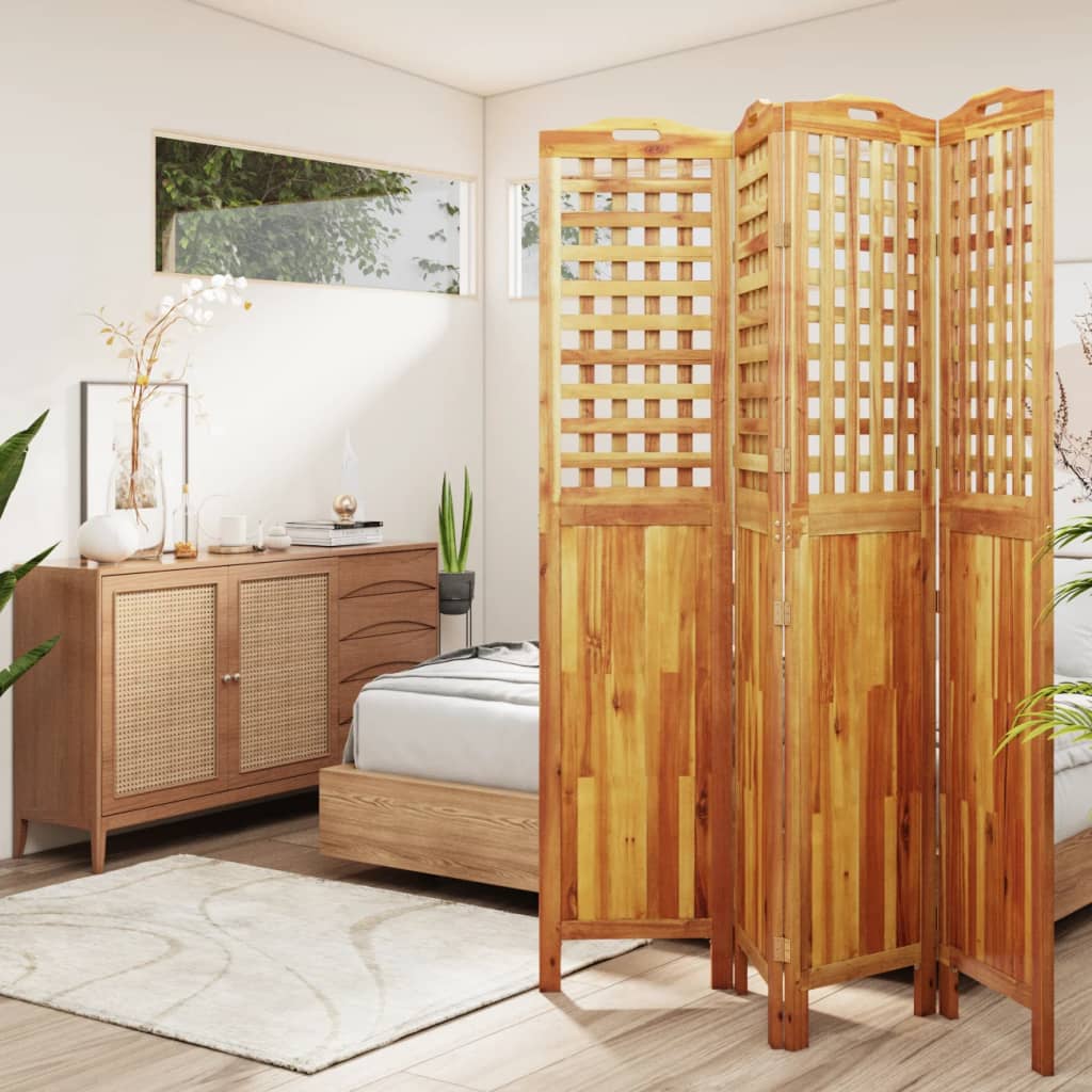 vidaXL 4-Panel Room Divider 162x2x180 cm Solid Wood Acacia