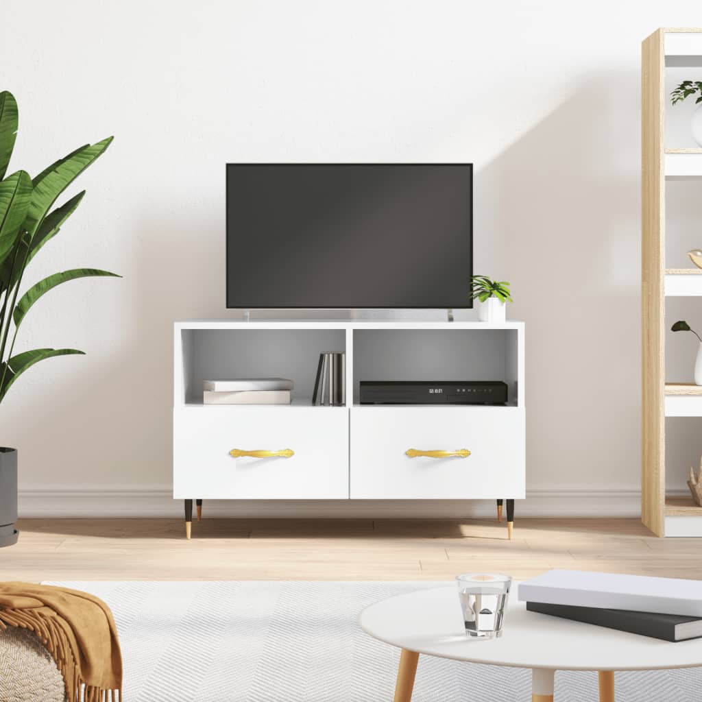 vidaXL TV Cabinet High Gloss White 80x36x50 cm Engineered Wood