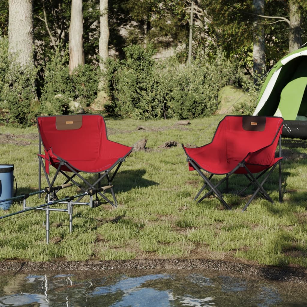 vidaXL Camping Chairs with Pocket Foldable 2 pcs Red