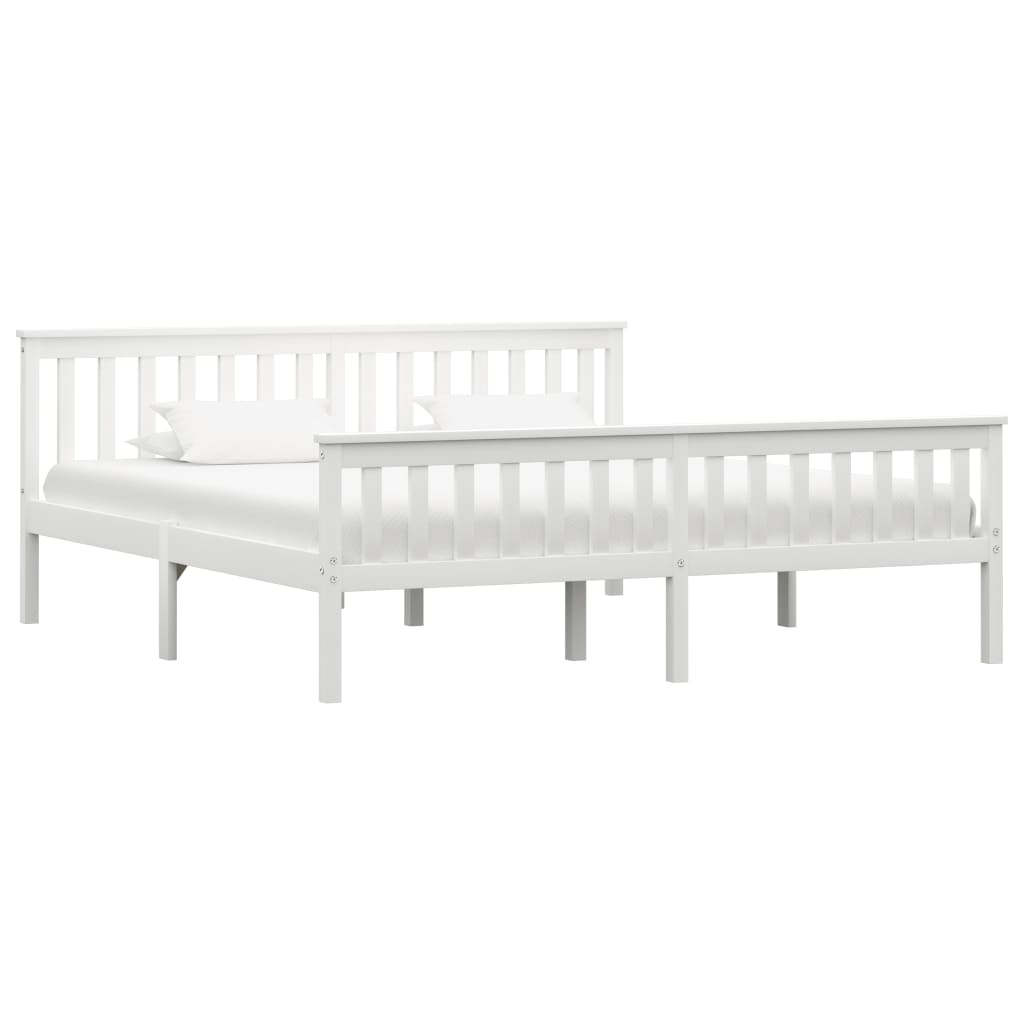 vidaXL Bed Frame without Mattress White Solid Pinewood 180x200 cm Super King