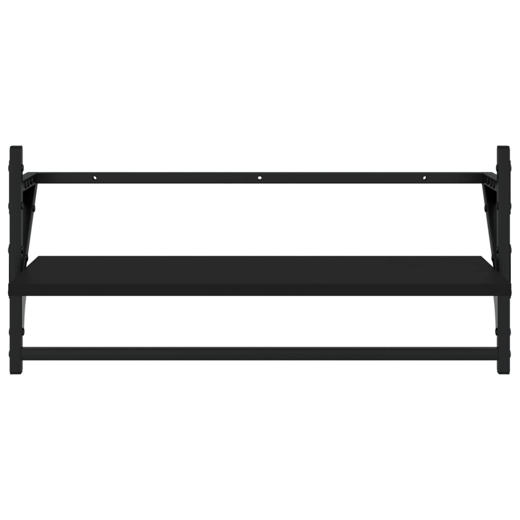 vidaXL 4 Piece Wall Shelf Set with Bars Black Engineered Wood